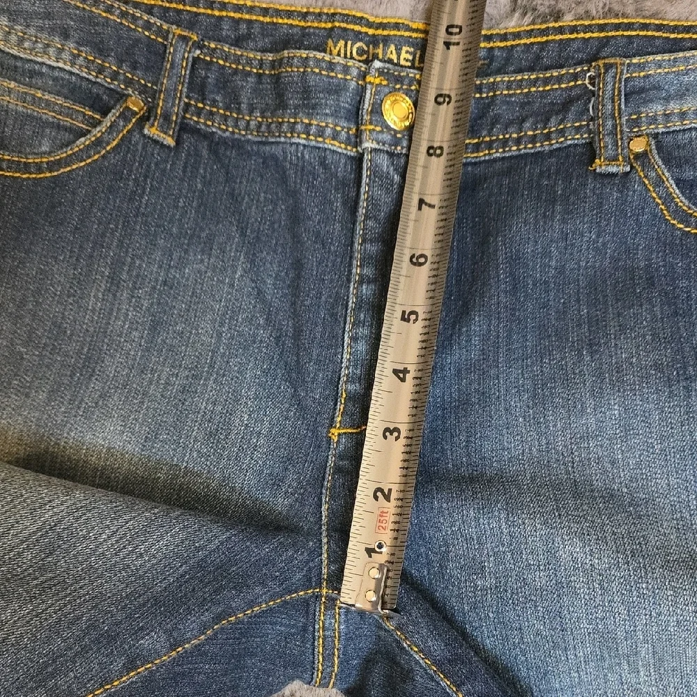 Michael Kors Dark Wash Blue Straight Leg Jeans With Gold Size 12